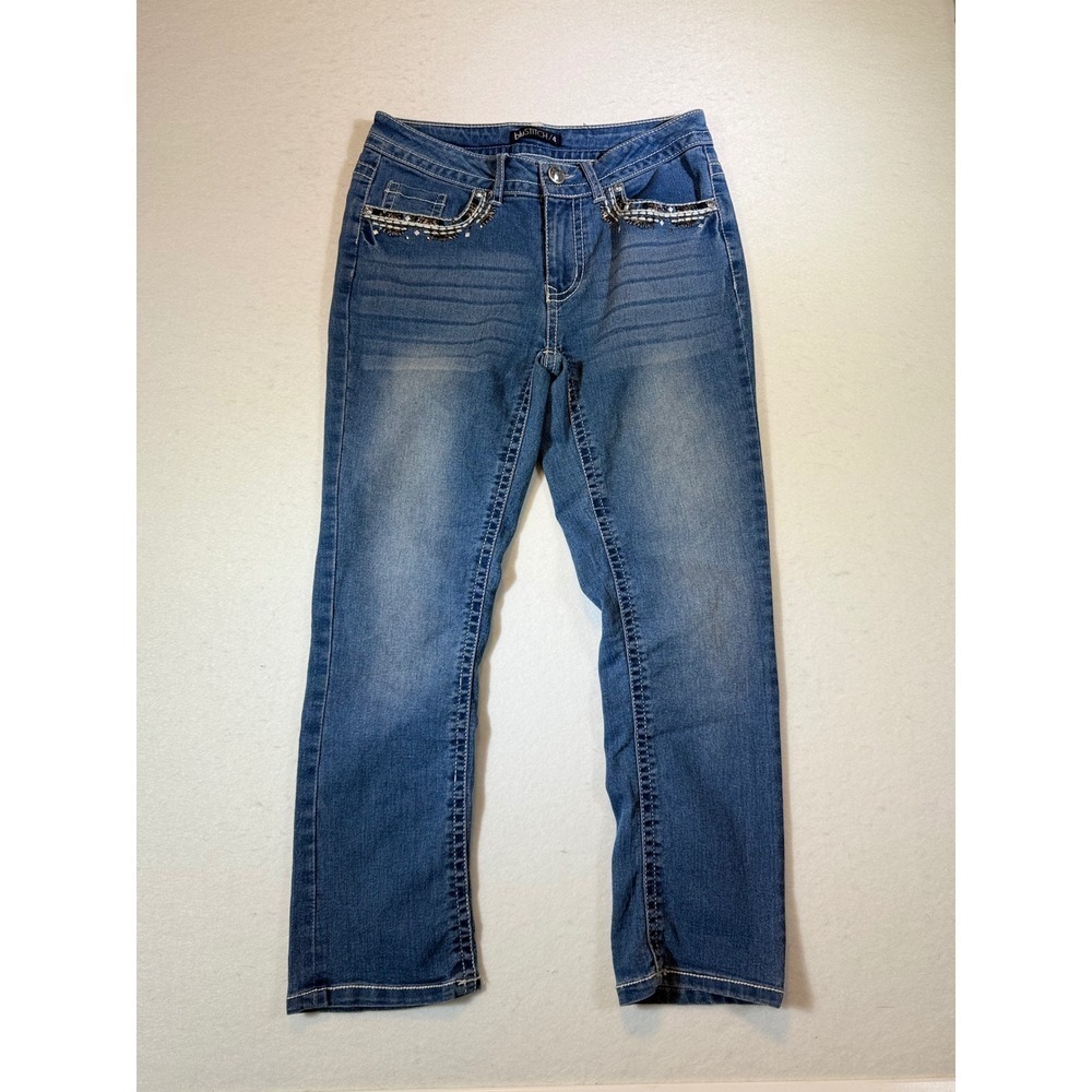 Blu Stitch Women's Size 4 Embellished Bootcut Denim Jeans Rhinestone Sparkle